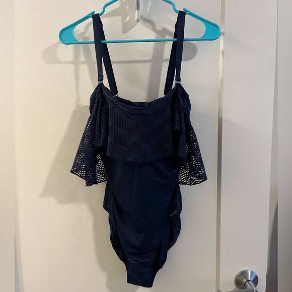 Navy One-piece with Ruffle - Picture 3 of 8
